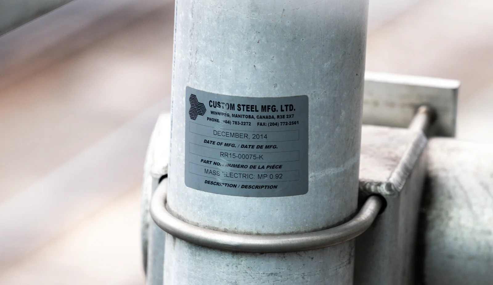 Mast Manufacturer Label. Source - Own Photo